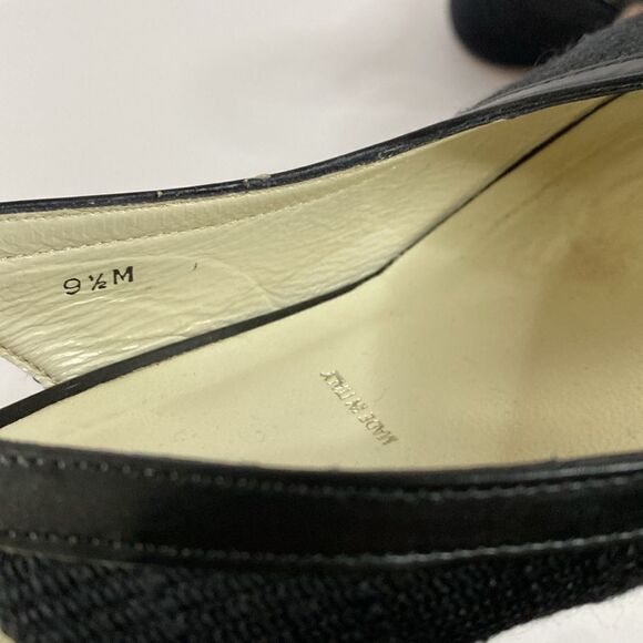 Vintage Amalfi peep toe sling back heels black textured fabric - Picture 7 of 12